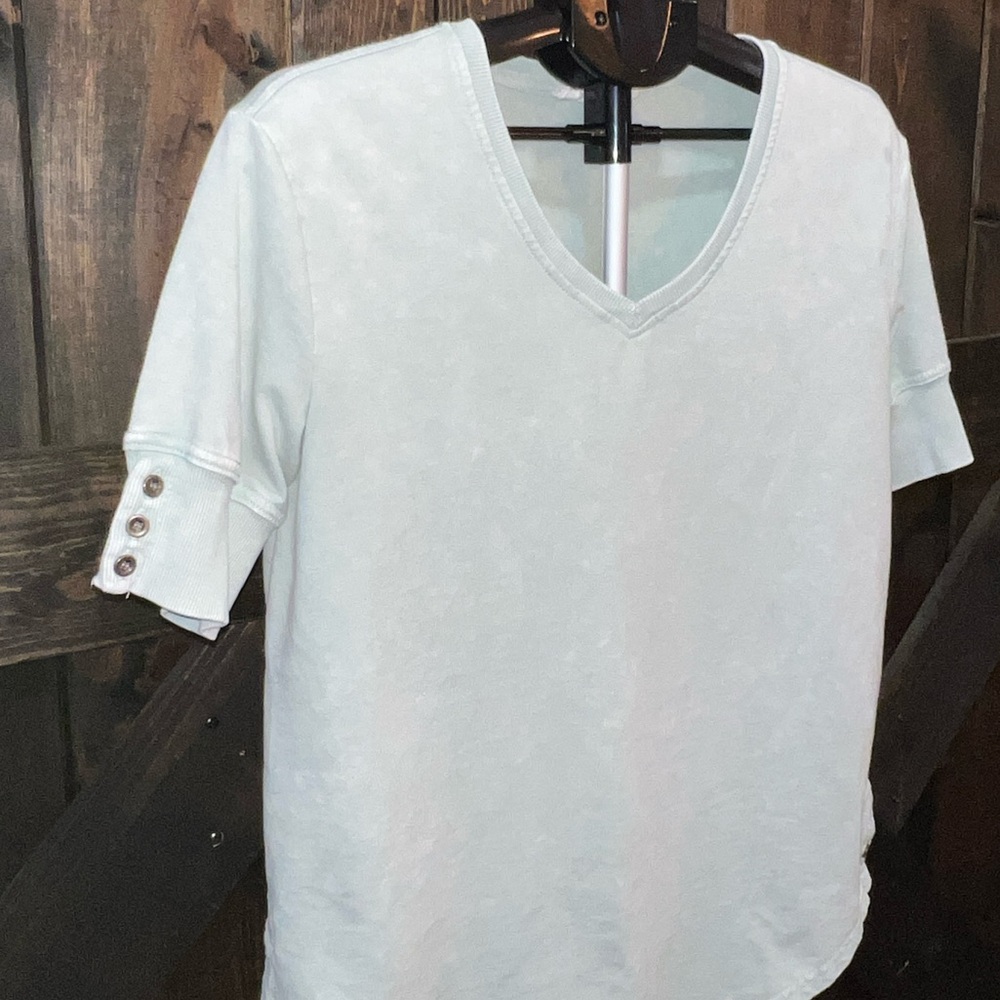 Jane‎ + Delancey Garment Dye Top S Blue Relaxed Casual Vtg Look Short Sleeves
